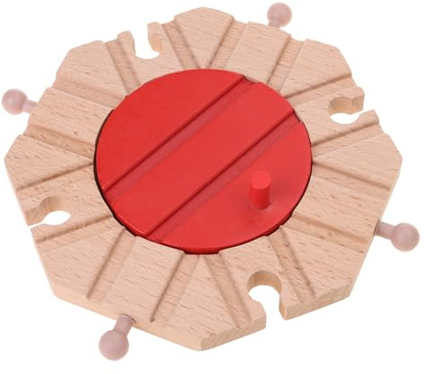 Wooden Railway Turntable 8-Way Turn Table For Roundhouses Wooden Train Track Accessories Gifts For Kids Ages 3 And Up Woodens Railway Turntable