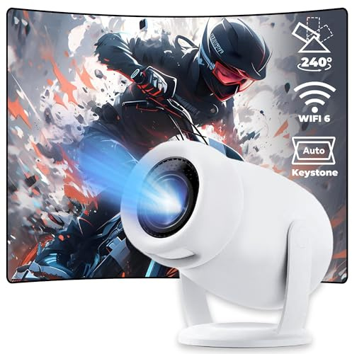 Mini projecteur avec HD, 300 ANSI Lumens, résolution 720P, projecteur Portable pour la Chambre, Le Home cinéma et l'extérieur, Design Compact, Jeux intégrés et Projection Intelligente à 180°