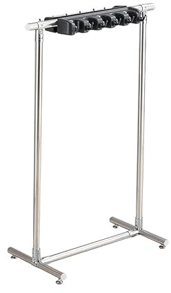 SBCGFY Stainless Steel Broom Mop Holder, Cleaning Tool Organizer, Floor Mount Broom Mop Cleaning Supplies Housekeeping Station(10 Slots and 12 Hooks)
