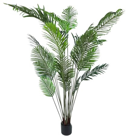 Palmier artificiel Areca - 200 cm - Palmier artificiel avec de longues feuilles plumeuses - Plante tropicale artificielle de qualité supérieure pour salon, bureau et véranda - Sans entretien et