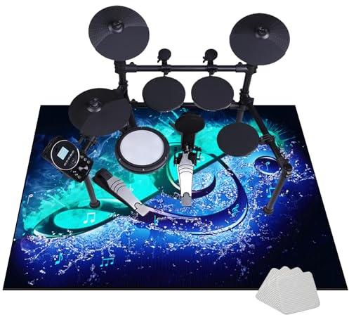 Schlagzeugteppich Elektrisches Schlagzeug Teppich Drum Teppich Professionelles rechteckiges Schallschutz Trommelmatte Music Carpet Innen und Außen Trommelteppich für Studio Wohnung 100 x 80 cm