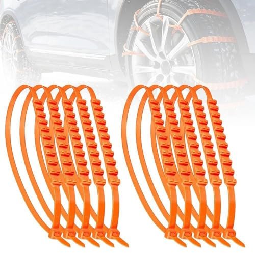 10 Stück Reifen Schneeketten Für Winter Autoreifen, Rutschfeste Schneereifen-kabelbinder Universal Einstellbare, Anti Rutsch Reifenkette, Wiederverwendbare Anti Schneeketten Für Auto E Scooter Fahrrad