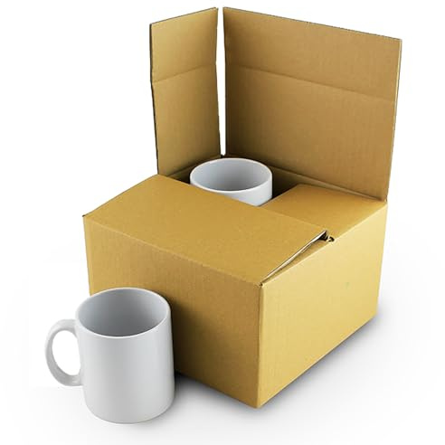 Corrugated Mug Box- Brown Shipping Boxes for 11oz 10oz Mugs, Smash Proof and Strong Pack of 15, Each Holds 4 Mugs