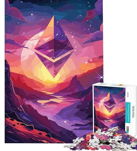 Jigsaw 1000 Pieces for Adults Ethereum Space Planet Stimulate Brain Activity Seamless Fit Art Relax Time Game Holiday Art Decor (size 38x52cm)