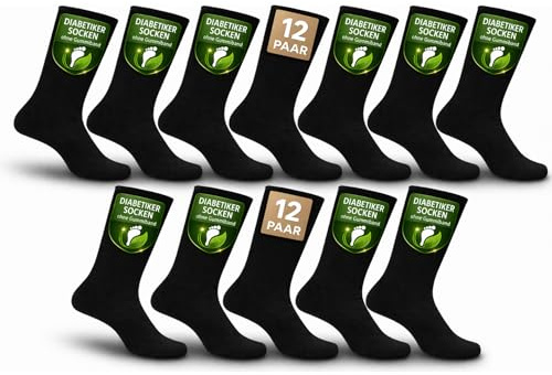 Weissmantel Diabetikersocken 12 Paar Baumwolle - Ohne Gummi Ohne Naht - Socken für Diabetiker Herren Damen - Diabetes Socken - Diabetiker Strümpfe Ohne Gummibund Herrensocken Größe 39-42 und 43-46