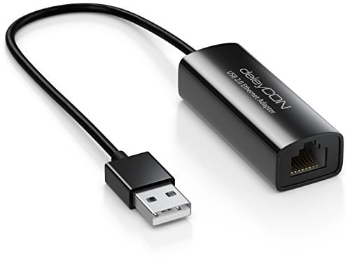 deleyCON Adaptador de Red LAN USB 2.0 Gigabit Ethernet 100Mbit de USB A a RJ45 para PC Notebook Ultrabook Tablets Windows Mac - Negro