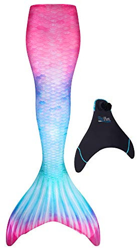 Fin Fun Meerjungfrauenflosse Limited Edition mit verstärkten Spitzen inkl. Monoflosse - Meerjungfrauenflosse für Mädchen und Damen in realistischen 3D Mustern und originaler Fin Fun Qualität