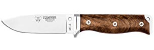 Cudeman Cuchillo 120-GC MT-5 + Kit Completo Supervivencia Hoja de Acero Inoxidable Böhler N-695 de 11 cm empuñadura de Nogal Pulido de 11,5 cm Funda de kcuero para Caza, Supervivencia y bushcraft