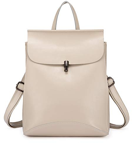 Realer Echtes Leder Rucksäcke Geldbörsen für Frauen Schultertasche Beige