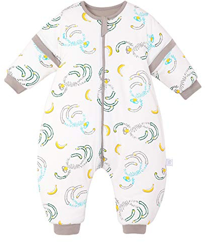 FEOYA Baby Schlafsack Mit Füßen Winter Schlafsack Mit Beinen Jungen Mädchen Babyschlafsack Ganzjahres Abnehmbare Ärmel Schlafstrampler Mit Fuß Baby Mädchen Sommerschlafanzug Baby 9-18 Monate