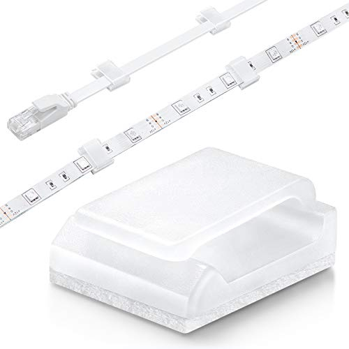 Cable Tidy Management Selbstklebende Kabelklemmen, 100Pack Klemmen Fix Led Light Clips (für 10mm (3/8) Wide Strip Light)