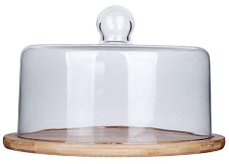 Holibanna Glass Cake Stand with Dome Lid Chocolate Cupcake Candy Display Plate for Birthday Wedding Party 23.5CM