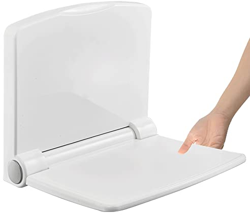 Heuffe Duschklappsitz Wandmontage Duschsitz Klappbar Klappsitz Dusche bis 200kg Badestuhl Duschhocker-Badhocker Hocker Duschstuhl für Senioren Kinder Weiß