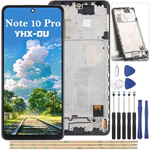 YHX-ou 6.67 negro kit TFT pantalla LCD con chasis para Xiaomi Redmi Note 10 Pro M2101K6G M2101K6R pantalla completa táctil LCD reemplazo con película protectora de pantalla y herramientas