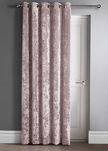 Intimates Luxury Thermal Crushed Velvet Ringtop Door Panel Curtain (Blush Pink, 46 Wide x 84 Drop Door Panel)