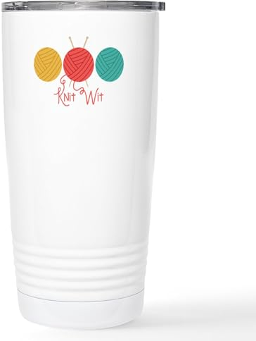CafePress Yarn Balls Knit Wit Travel Mug Stainless Steel Travel Mug, Insulated 20 oz. Coffee & Tea Tumbler