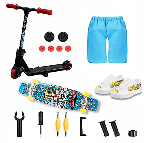 ZYNCUE Mini Finger Scooter Set für Kinder, Fingerboard Scooter Set mit Griffbrett Schuhe Finger Pants Finger Ersatzräder und Werkzeuge