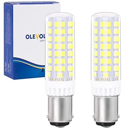 OLEVOLT Bombillas LED B15D 7W Regulable, 770LM Blanco Frío 6000K, Equivalente 70W, B15D LED Bombilla Bayoneta Maquina de Coser, B15D LED Bombilla para Lámpara de Pared, Paquete de 2