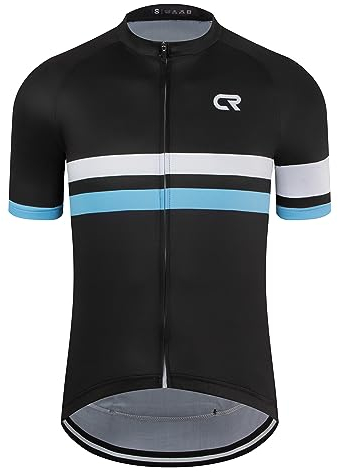 Coconut Ropamo CR Herren-Radtrikot, kurzärmelig, Rennrad-Shirt mit 3 + 1 Reißverschlusstaschen, atmungsaktiv, schnell trocknend, Schwarz/Blau, Medium