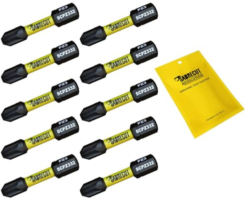 10 x SabreCut SCPZ332_10 32mm PZ3 Magnetic Impact Screwdriver Driver Bits Set Pozi Pozidriv Heavy Duty