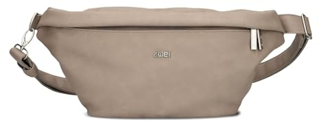 Zwei Damen Hip Bag Mademoiselle.M MH80 Bauchtasche 40 cm 3 Liter, Crossbody Bag wasserabweisend, 3-in-1 Bequeme Brusttasche, Gürteltasche & Hüfttasche (Nubuk-Cappuccino)
