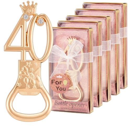 Orlabno 24 Packs 40th Bottle Opener, Gifts for 40th Birthday Party Favors, 40th Wedding Anniversary Party Return, Gifts or Souvenirs for Guests, Theme Party Decorations (40th-Anniversary), Rose Gold