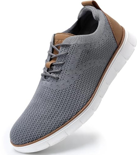 LEZTA Schuhe Herren Anzugschuhe Sneaker Oxfords Business Mesh Stoff Atmungsaktiv Sportschuhe Tennisschuhe Walkingschuhe Komfortabel Dunkelgrau 42 EU