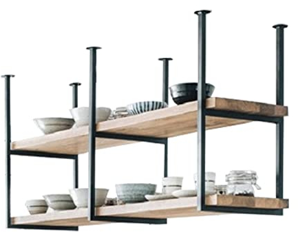 Genérico Soporte para plantasUnidad de Barra para Colgar en el Techo Estante de Techo Industrial Estantes de Almacenamiento de Hierro Forjado Negro Estante para Plantas de Flores para balcón Interior