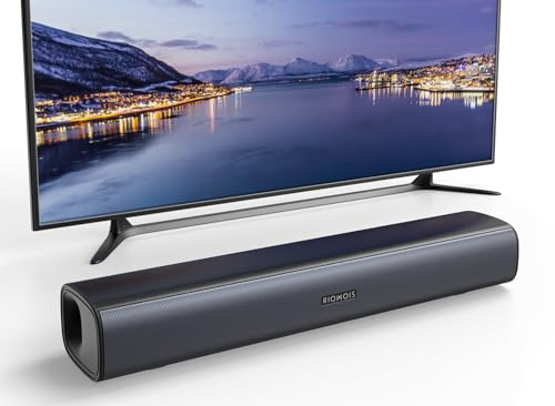 RIOWOIS Sound Bar for Smart TV, Soundbar Speakers with Customized Bass Reflector, Compact Design and Easy Setup, Home Audio Surround Sound System for PC Projector, Wall Mountable