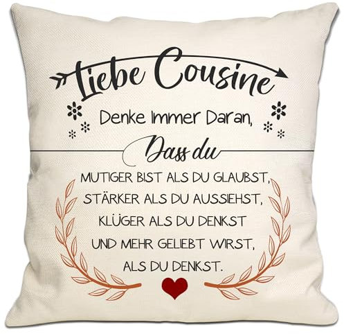 Bommex Du mutiger bist als du glaubst Kissenbezüge für Cousine von Cousine Cousin inspirierendes Geschenk für Liebe Cousine Geburtstag Abschlussfeier (Cousine-1)