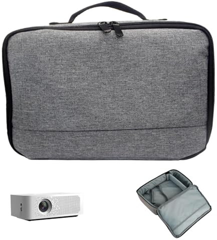 Kalastussaari Projector Case Waterproof Shock Resistant 7.7x5.9x6.5in Projector Bag with with Accessories Storage Pockets Zippered Handled Oxford Projector Carrying Case Projector Bag