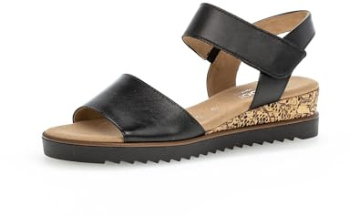 Gabor Damen Sandaletten, Frauen Sandalen,Moderate Mehrweite (G),Riemchensandalen,elegant,Leichter Absatz,schw.(KorkTS/schw),38.5 EU / 5.5 UK