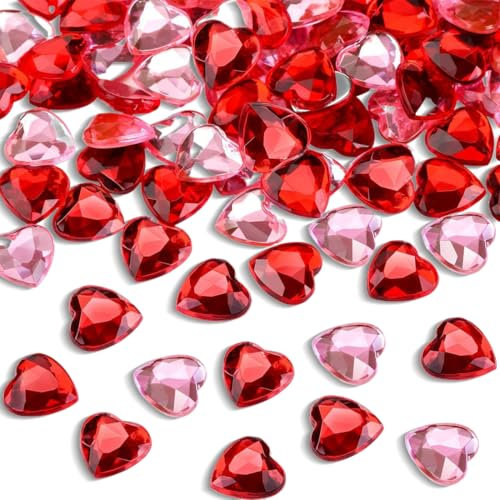 ZEPIQOR 400 Stück Rot Herzen Diamantkristalle 12mm glitzernde Streudeko Deko Funkelnd Steine Kristalle Konfetti Diamanten zum DIY Verzieren Dekoration Hochzeit Verlobung,Valentinstag