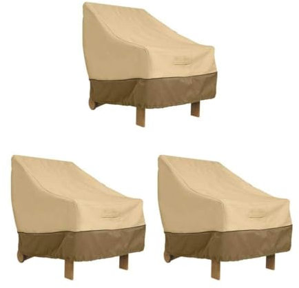 Adirondack Wasserdichte Stuhlhusse, Terrassenstuhl-Abdeckung für Loungesessel, Clubsessel, Beige und Braun, 80 x 85 x 91,4 cm