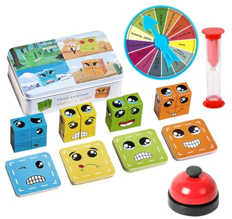 Face Changing Magic Cube,Kinder 3D Puzzle Face Changing Magic Cube,mit Strafscheibe Glocke and 1min Sanduhr,für Kinder Früherziehung,Interaktion,Bildungs bausteins Spielzeug