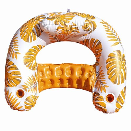 GizellMG Aufblasbarer Poolschwimmer für Erwachsene, Schwimmstuhl mit Getränkehalter, PVC, riesiger Schwimmring, Matratze, 100 x 80 cm, für Partys im Pool, aufblasbar/entleerbar, schnell