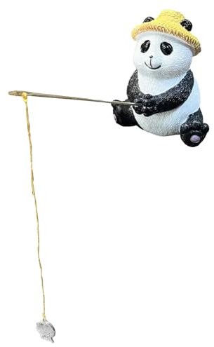 Figurina di resina da pesca panda, figura decorativa dello stagno da giardino, grazioso ornamento di postura di pesca, compatto e leggero, 7.5x7,5x8,5 cm, ottimo per il giardino, decorazione dello sta