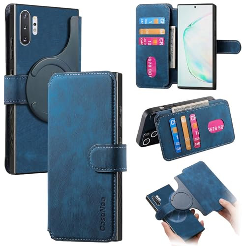 Étui portefeuille à rabat pour smartphone compatible avec Samsung Galaxy Note 10 Plus avec porte-cartes compatible avec homme et femme, en cuir synthétique, à rabat magnétique, amovible