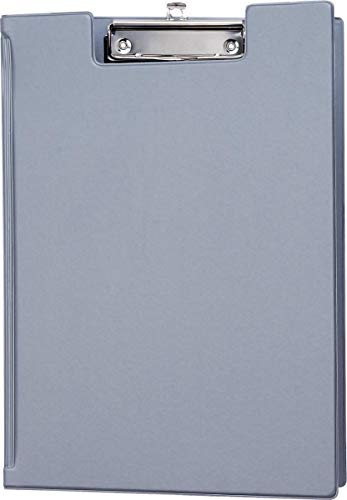 MAUL Schreibmappe A4 | Mappe aus Pappe mit Folienüberzug zum Zuklappen | Dokumentenmappe A4 mit Fach für Papier | Praktische Dokumententasche zum Aufhängen | Aktenmappe für Büro | Silber