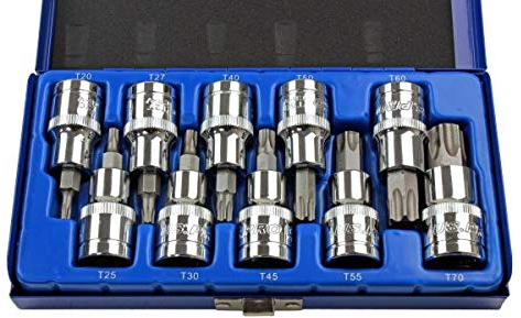 US PRO B1128 Lot de 10 douilles Torx TRX-Star 1/2