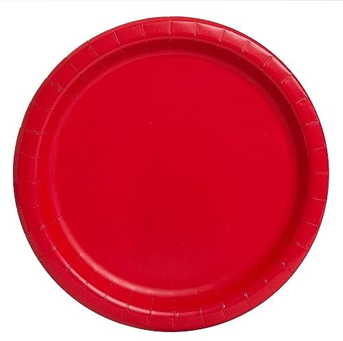 Unique Party- Assiettes en Carton Écologiques-18 cm-Couleur Rouge-Paquet de 20, 31454EU, Rose