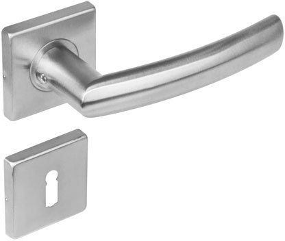 intersteel 1248 Satin Edelstahl Block auf Rose, quadratisch mit Schlüsselloch Rosetten Tür Griff Set