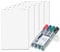 5x Flipchartblöcke + 4er Set Flipchartmarker, weiß Blanco, je Block 20 Blatt 69x99 cm, 6 fach Lochung, perforiert, Papier für Flipchart (5 Blöcke + Markerset 4er)