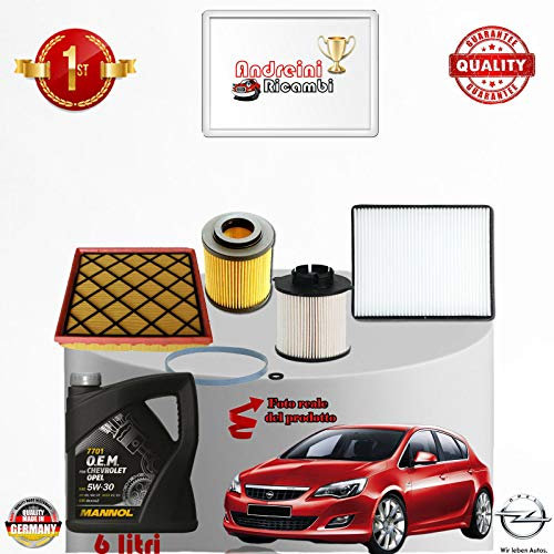 KIT TAGLIANDO FILTRI + OLIO ASTRA J 1.7 CDTi 81KW 110CV DAL 2010 ->