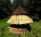 Vogelfutterhaus mit Reetdach und Heidekappe, Heidehütte klein, mit Aufhängung