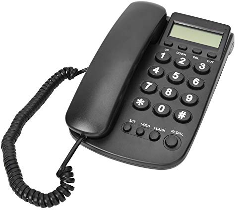 Schnurgebundes Telefon,FSK/DTMF-Dualsystem Schnurgebundenes Schreibtisch Desktop Telefon,LCD Analog Telefon Tischtelefon mit Blitzfunktion für Hause Büro Hotel(Schwarz)