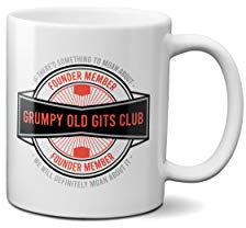 Grumpy Old GITS Club Mug - Funny Joke Silly Novelty Coffee Tea Heavy Duty Handle Dino Coated Dishwasher/Microwave Safe Sublimation Ceramic (Black Handle Prime)
