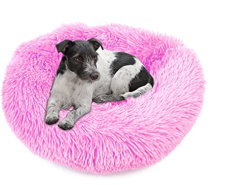 wuuhoo® Hundebett Fluffy 60cm Donut für kleine und mittelgroße Hunde - weiches Haustierbett, waschbares Hundekörbchen für Hund oder Katze, Flauschiger Hundekorb Pink