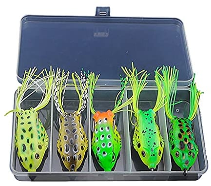 FNAPE Angelköder 5er Set, 6.5CM 12G Kunstköder Raubfisch Raubfischköder Oberflächenköder Froschköder Weiche Köder Frosch Angelköder Wobbler Für Barsch Forelle Hecht Zander Süßwasser Salzwasser