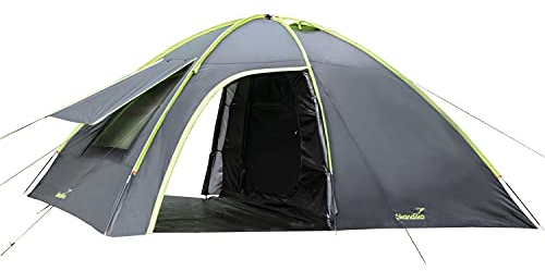 Skandika Kuppelzelt Vaasa für 4 Personen | Kompaktes Zelt, wasserdicht, 3000 mm Wassersäule, Silberbeschichtung, 2 Eingänge, dunkle Kabine, 195 cm Stehhöhe | Campingzelt für Camping, Festival, Urlaub